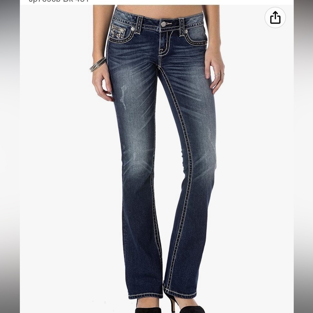 Miss Me Fleur De Lis Embroidered Y2K Low Rise Bootcut Jeans